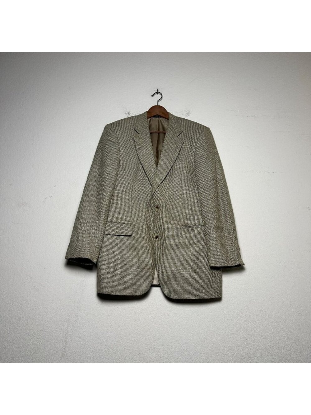 L.L Bean Beige Silk Men 40R Blazer Coat Jacket Wool Classic Office Formal Prep